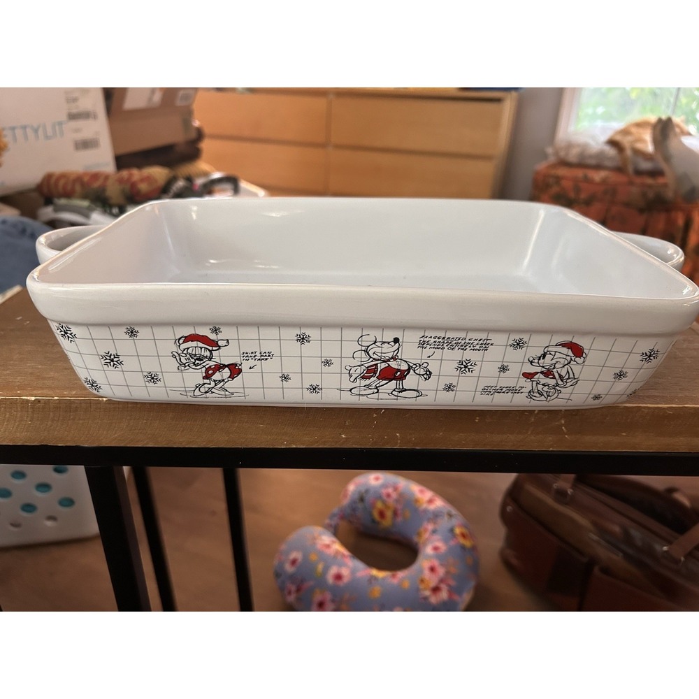 Disney Mickey Minnie Mouse Sketchbook Christmas Rectangle Baker Baking Dish